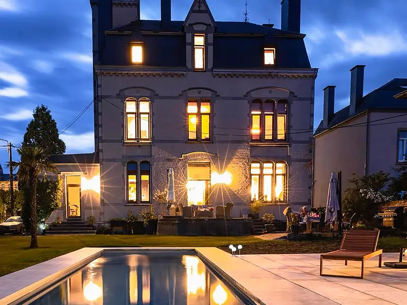 Villa O at night, ready for a private event
